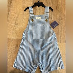 Brand New Little Me Blue and White Striped Overalls